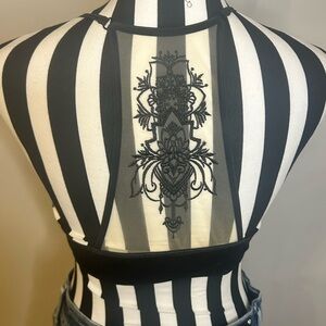 Black Mesh intricate design Racerback Bralette m/l